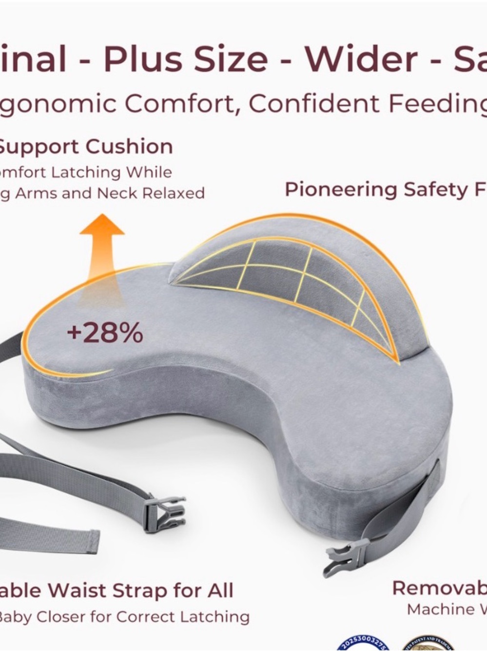 Multi-Stage Nursing & Support Pillow – Light Gray PRELOVED
